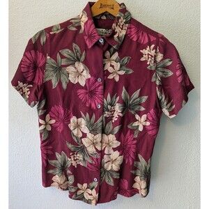 Havana Jack's Cafe Hawaiian Rayon Shirt Blouse Floral Size Medium (202)